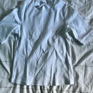 Uniqlo White Tshirt S Scuba Mock Neck